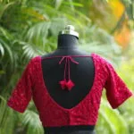 Velvet Saby Sequence G/S – Blouse in Rani, back view | Tilattama