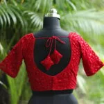 Velvet Saby Sequence G/S – Blouse in Red, back view | Tilattama
