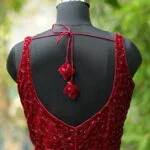 Velvet Saby Sequence S/L – Blouse in Maroon, back view | Tilattama