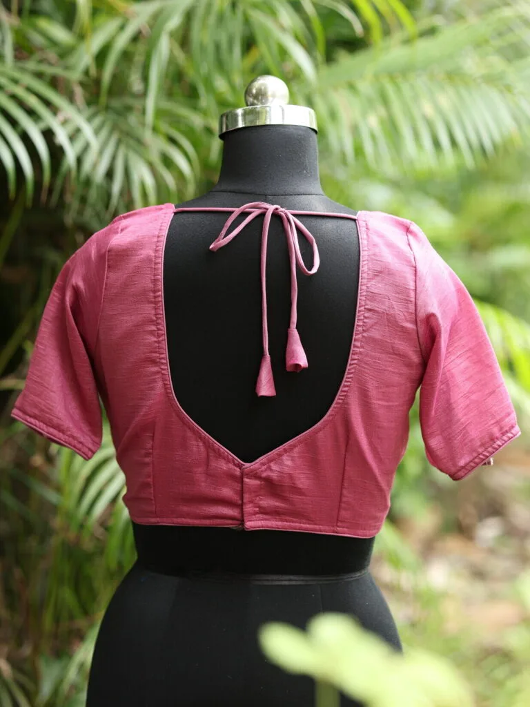 Vichitra Celeb G/S – Blouse in Fushia Pink, back view | Tilattama