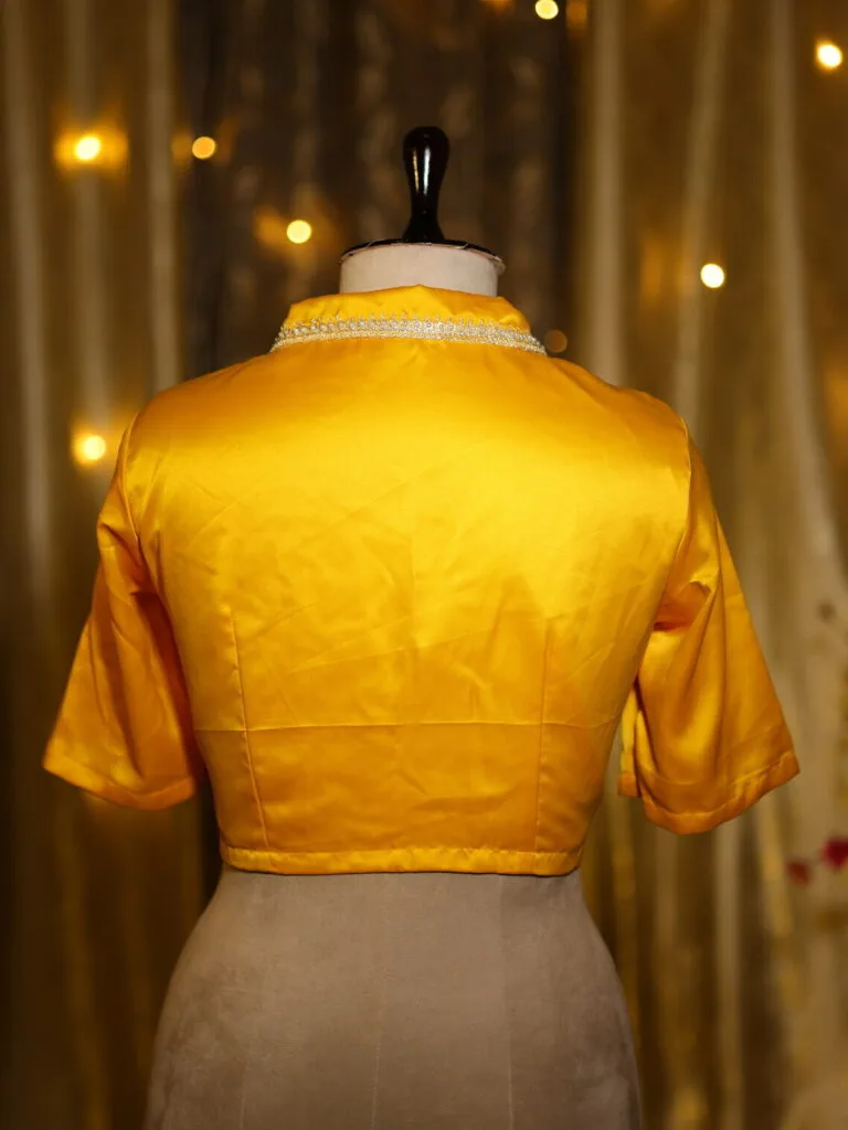Aabroo – Blouse in Mango yellow, back view | Tilattama