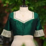 Badsahi Bichitra – Blouse in Bottle Green, front view | Tilattama