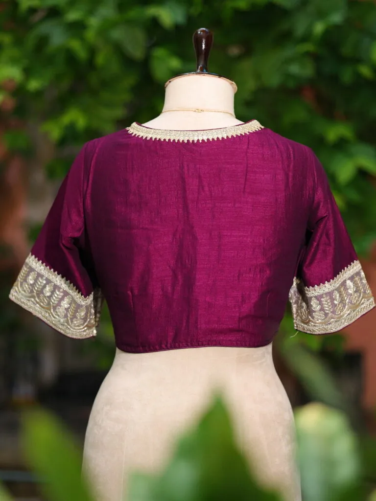 Badsahi Bichitra – Blouse in Wine, back view | Tilattama