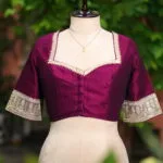 Badsahi Bichitra – Blouse in Wine, front view | Tilattama