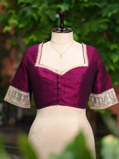 Badsahi Bichitra – Blouse in Wine, front view | Tilattama