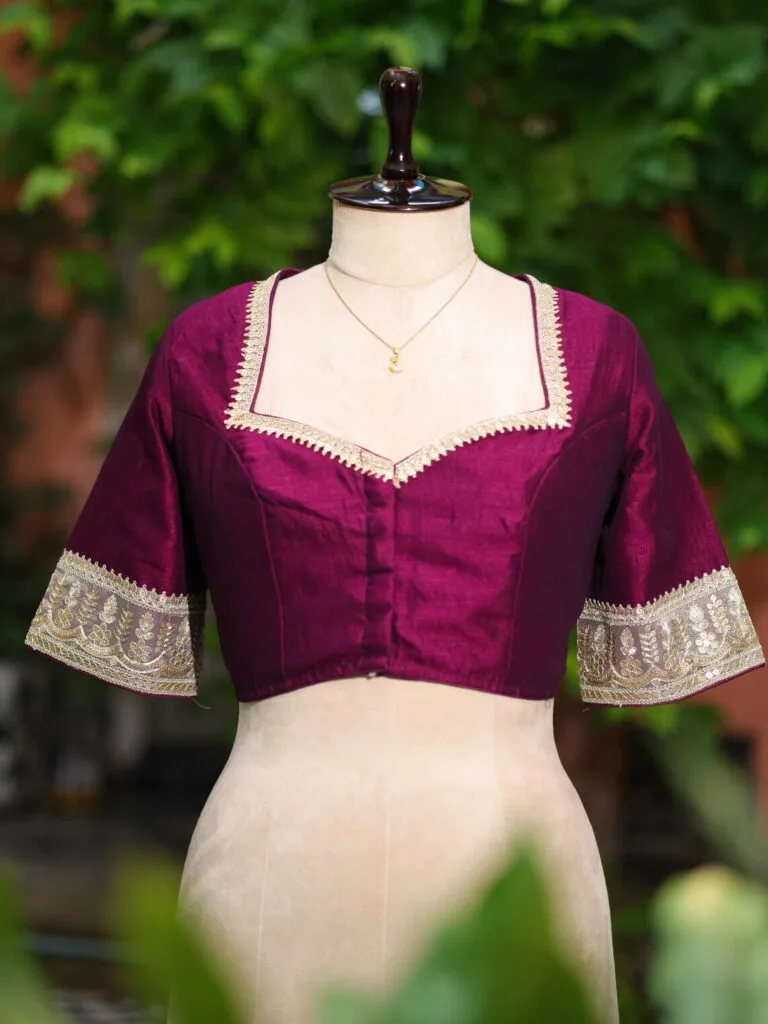 Badsahi Bichitra – Blouse in Wine, front view | Tilattama
