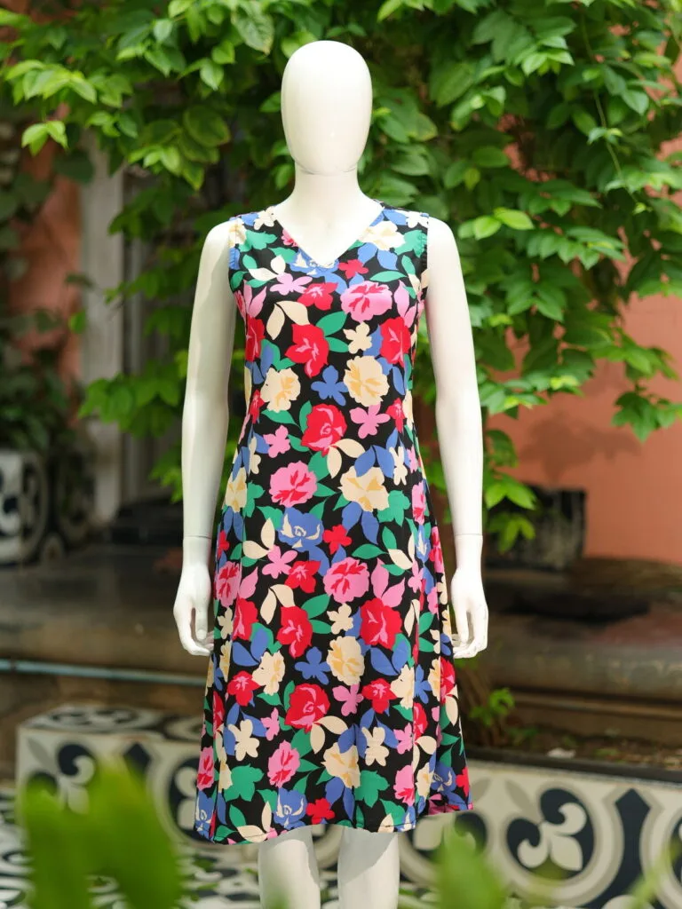 Blooming One Piece – Kurti in Black, front view | Tilattama