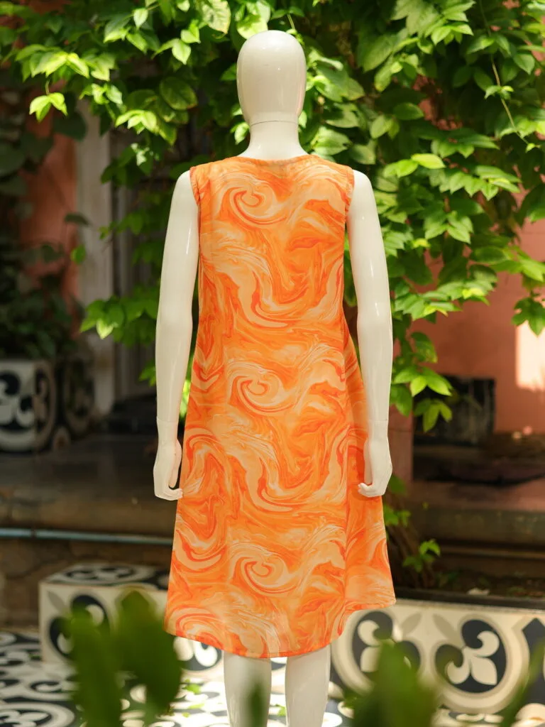 Blooming One Piece – Kurti in Orange, back view | Tilattama