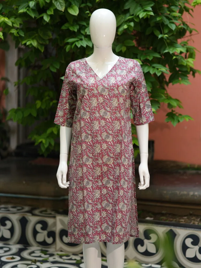 cotton Kurta – Kurti in Mauve, front view | Tilattama