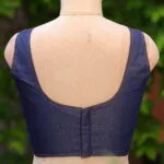 Denim Sabyasachi cut – Blouse in dark blue, back view | Tilattama