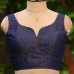 Denim Sabyasachi cut – Blouse in dark blue, front view | Tilattama