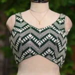 Geor. mirror Butterfly S/L – Blouse in Bottle Green, front view | Tilattama