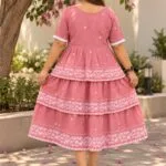 Jamdani Agomoni – Kurti in Baby pink, back view | Tilattama