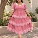 Jamdani Agomoni – Kurti in Baby pink, front view | Tilattama