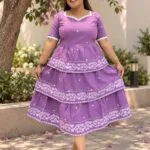 Jamdani Agomoni – Kurti in Lavender, front view | Tilattama