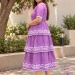 Jamdani Agomoni – Kurti in Lavender, side view | Tilattama
