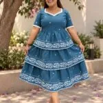Jamdani Agomoni – Kurti in Rama green, front view | Tilattama