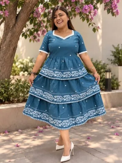 Jamdani Agomoni – Kurti in Rama green, front view | Tilattama