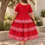 Jamdani Agomoni – Kurti in Red, back view | Tilattama