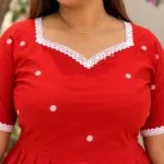 Jamdani Agomoni – Kurti in Red | Tilattama