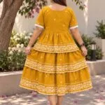 Jamdani Agomoni – Kurti in Yellow, back view | Tilattama