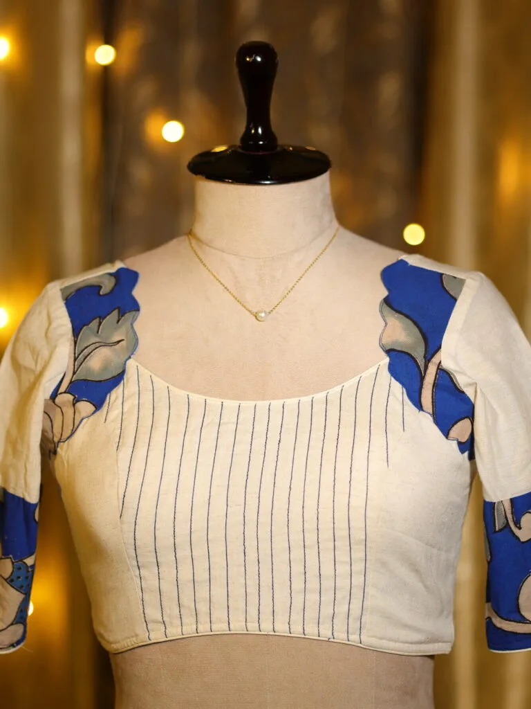 Kalamkari Cadence – Blouse in Off white | Tilattama