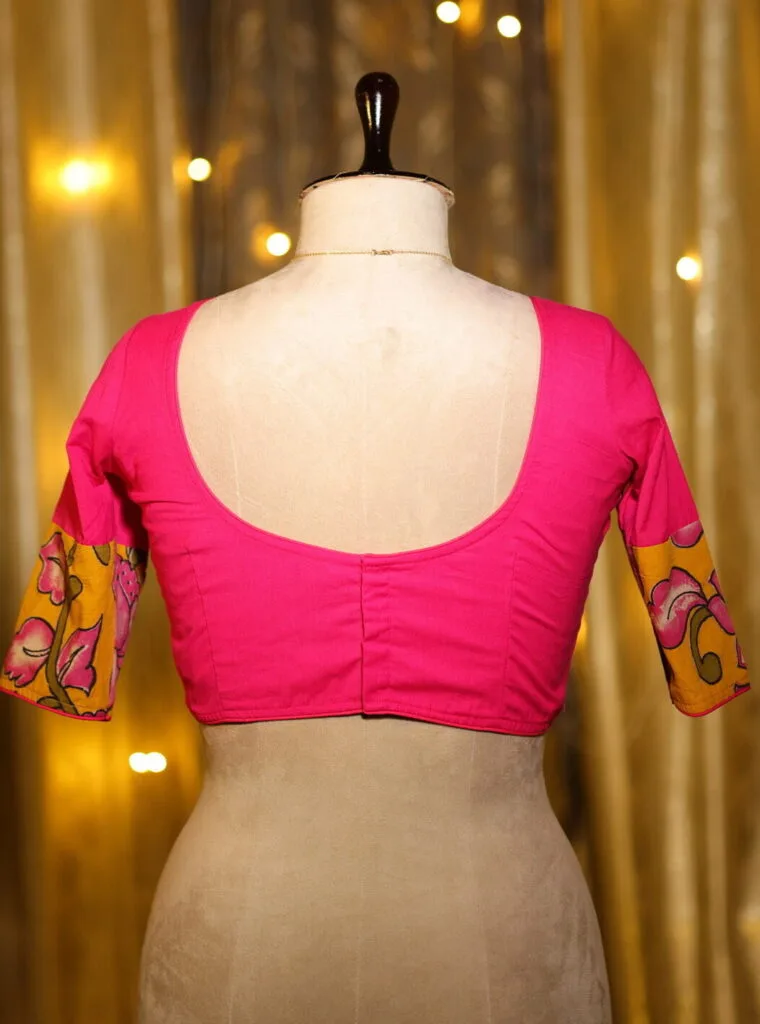 Kalamkari Cadence – Blouse in Rani, back view | Tilattama