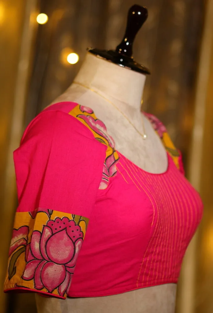 Kalamkari Cadence – Blouse in Rani, side view | Tilattama