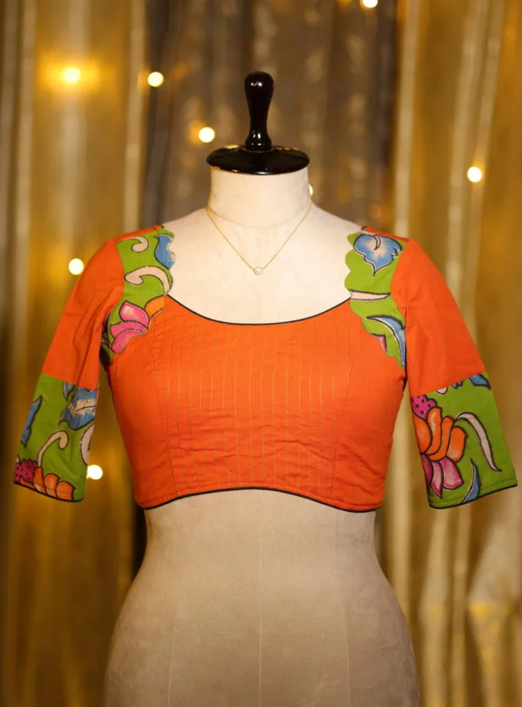 Kalamkari Cadence – Blouse in Rust, front view | Tilattama