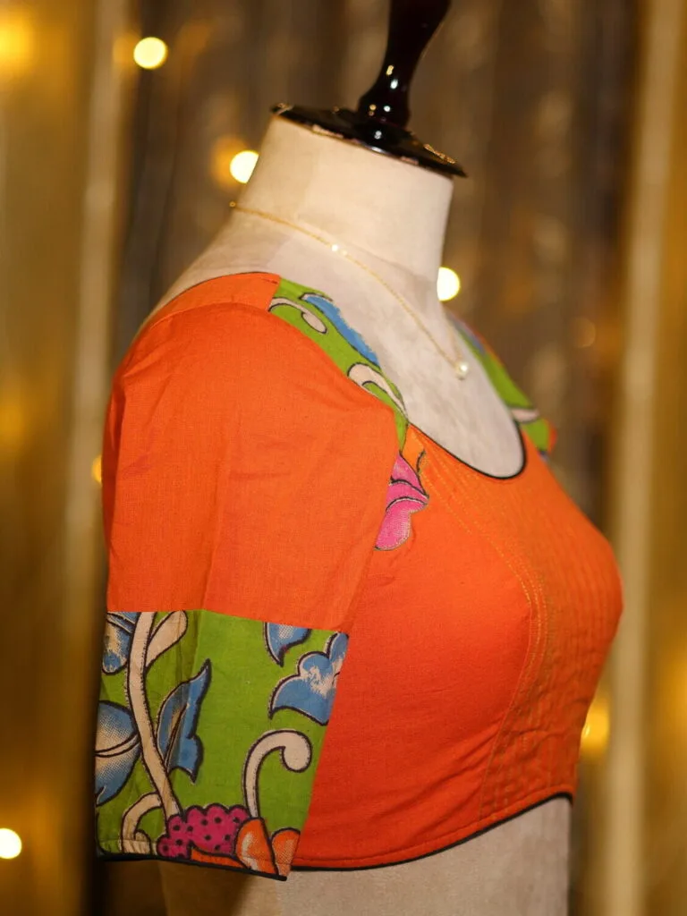 Kalamkari Cadence – Blouse in Rust, side view | Tilattama
