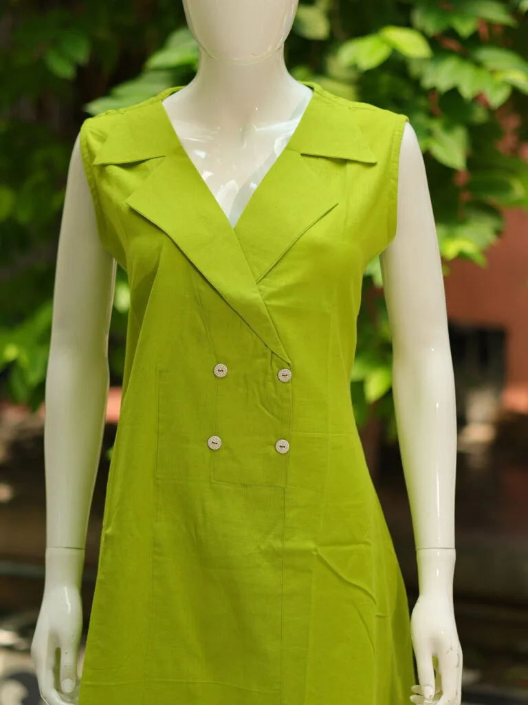 Khadi Blazer One Piece – Blouse in Neon green 5XL Sleeveless | Tilattama