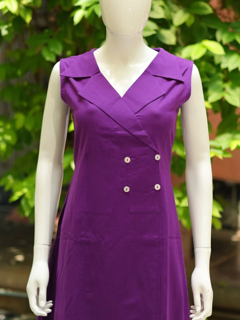 Khadi Blazer One Piece – Blouse in Purple 5XL Sleeveless | Tilattama