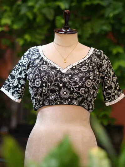 Madhabilata – Blouse in Black, front view | Tilattama