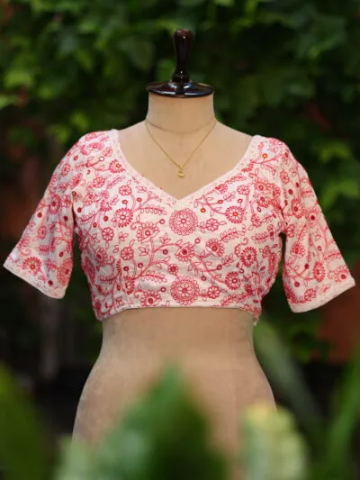 Madhabilata – Blouse in white, front view | Tilattama