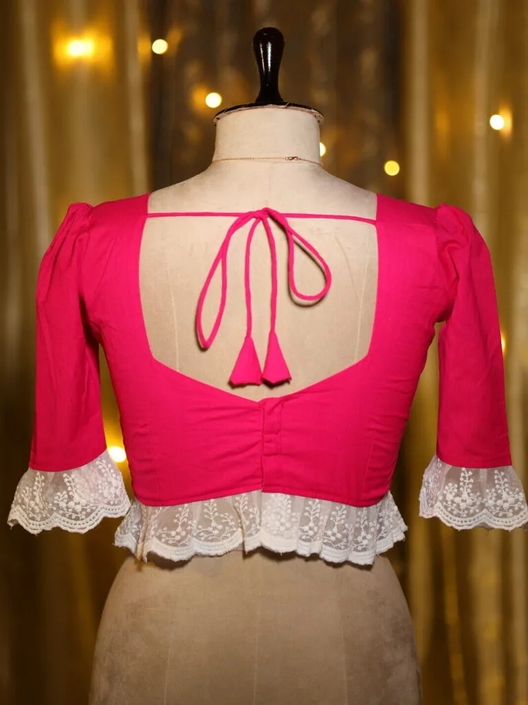 Nandini – Blouse in Rani, back view | Tilattama