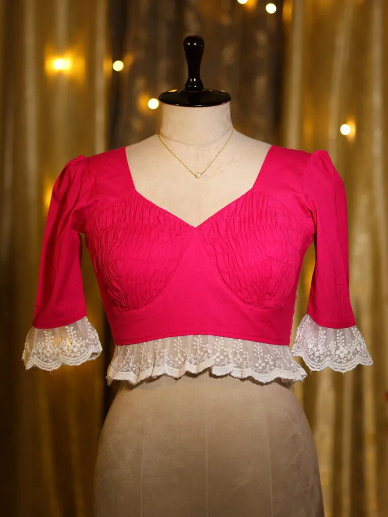 Nandini – Blouse in Rani, front view | Tilattama