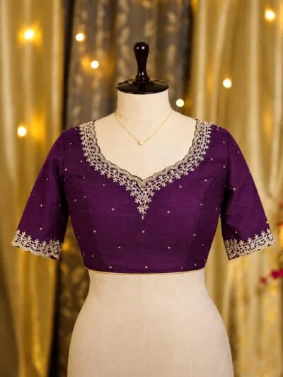 Nirupama – Blouse in Wine, front view | Tilattama