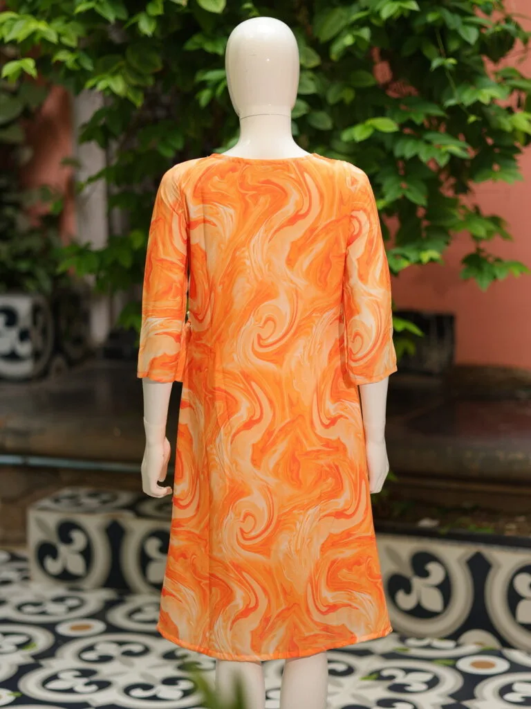 Patal Fold – Kurti in Orange, back view | Tilattama