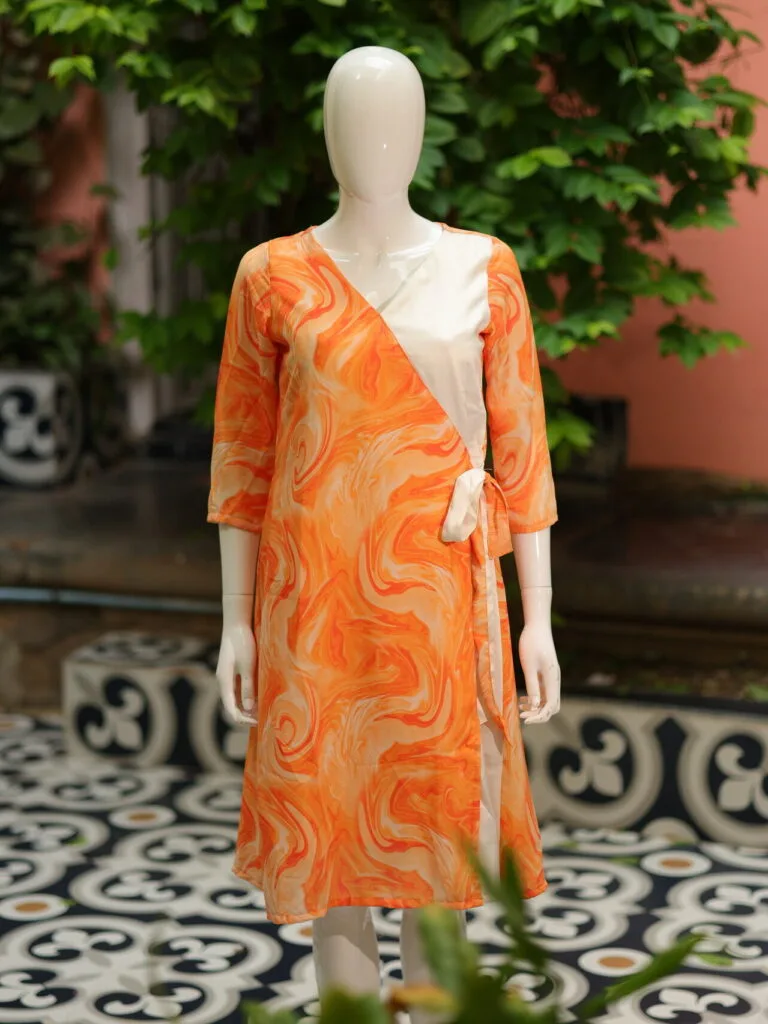 Patal Fold – Kurti in Orange, front view | Tilattama