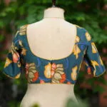 Saby Pen Kalamkari – Blouse in Rama green, back view | Tilattama