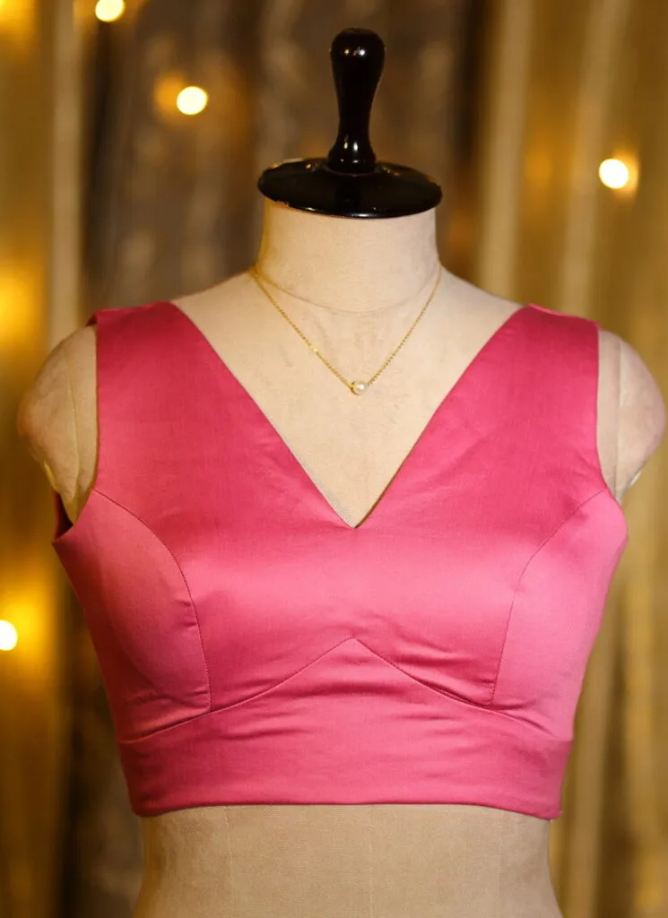 Sabyasachi Celebrity – Blouse in Fusia pink 44 Sleeveless, front view | Tilattama