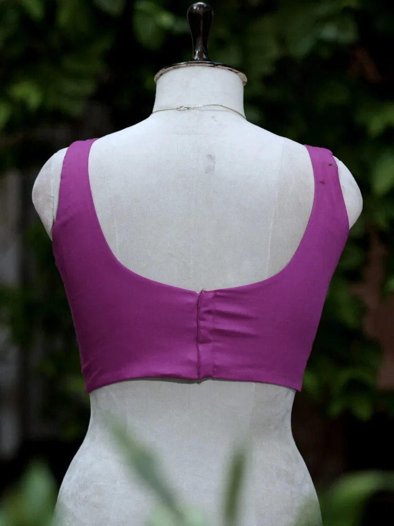 sabyasachi cut – Blouse in Purple, back view | Tilattama