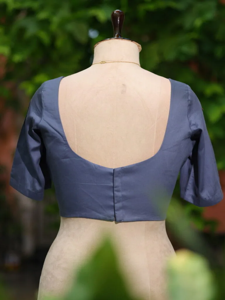 Sabyasachi G/S – Blouse in Slate, back view | Tilattama