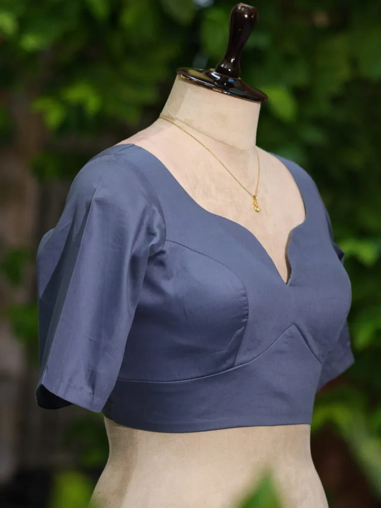 Sabyasachi G/S – Blouse in Slate, side view | Tilattama