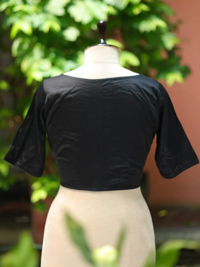 Sattin Cotton G/S N/P – Blouse in Black, back view | Tilattama