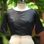 Sattin Cotton G/S N/P – Blouse in Black, front view | Tilattama