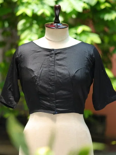 Sattin Cotton G/S N/P – Blouse in Black, front view | Tilattama