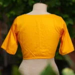 Sattin Cotton G/S N/P – Blouse in Mango yellow, back view | Tilattama