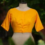 Sattin Cotton G/S N/P – Blouse in Mango yellow, front view | Tilattama