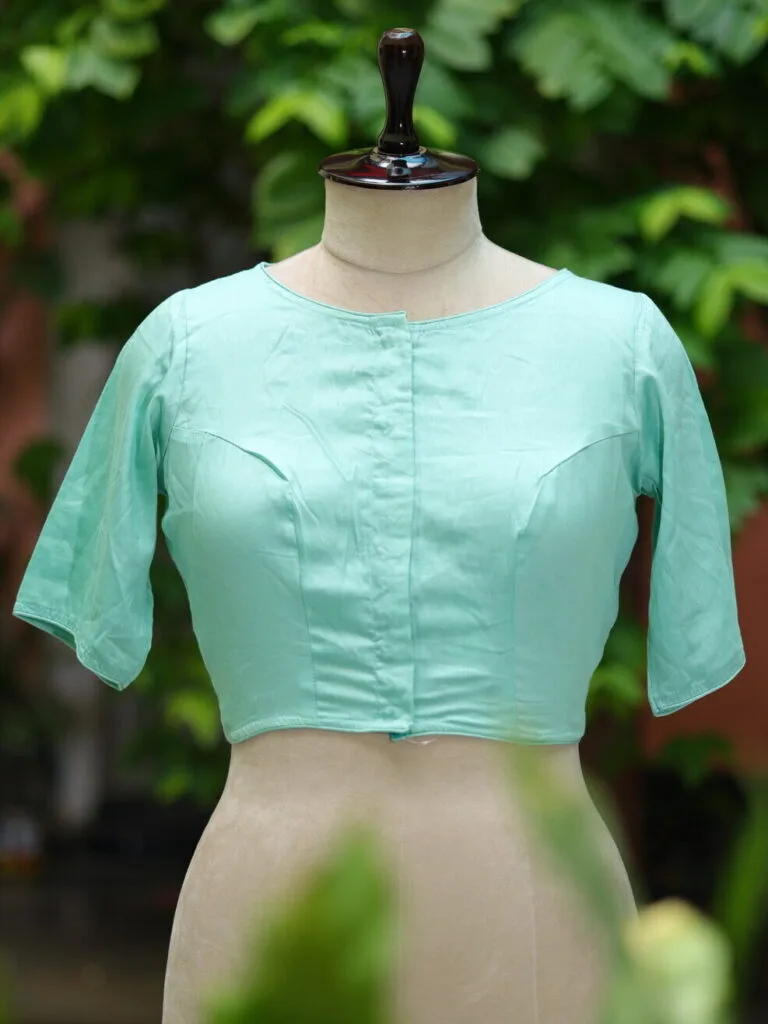Sattin Cotton G/S N/P – Blouse in Mint Green, front view | Tilattama